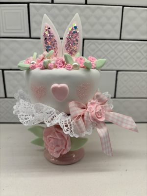 Mini Floral Bunny on Cake Stand