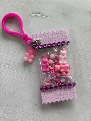 Candy Wrapper Bag Charm - Pink Gummy Bears