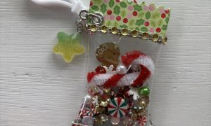 Candy Wrapper Bag Charm - Gingie, Candy Cane Christmas