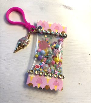 Candy Wrapper Bag Charm - Ice Cream Cone & Candy Shop