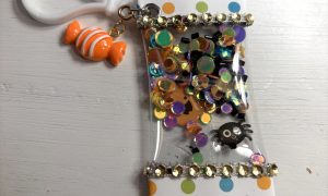 Candy Wrapper Bag Charm - Pumpkin, Candy, Spider