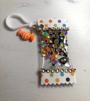 Candy Wrapper Bag Charm - Pumpkin, Candy, Spider
