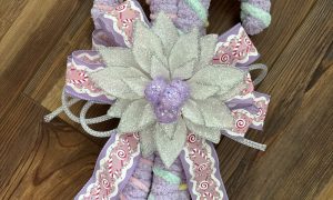 Chenille Candy Canes with Bow & Poinsettia